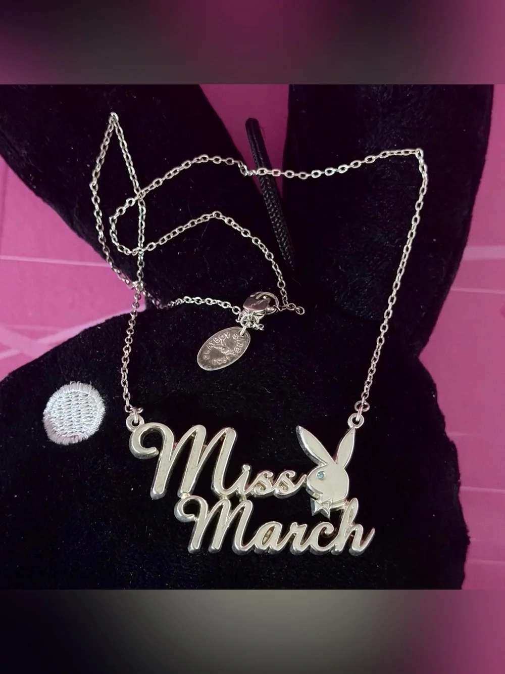 Playboy miss march silver necklace NWT